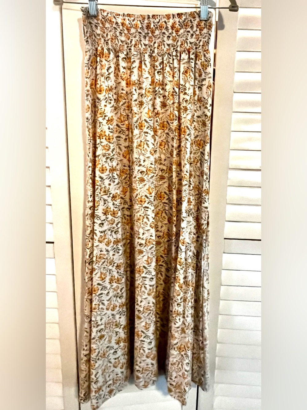 Forever 21 Floral Maxi Skirt in Mustard Yellow and Cream
